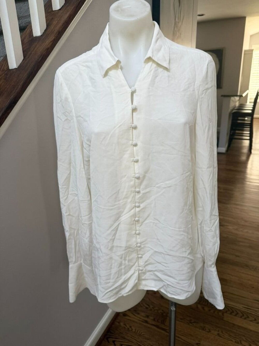 L'Agence Ivory Silk Button Up Blouse Size Small